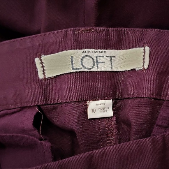ANN TAYLOR LOFT BUTTON CROPPED PURPLE PANTS 10 - Picture 4 of 9